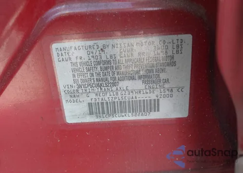 2019 Nissan Kicks Sv from USA, damaged, VIN 3N1CP5CU6KL522807